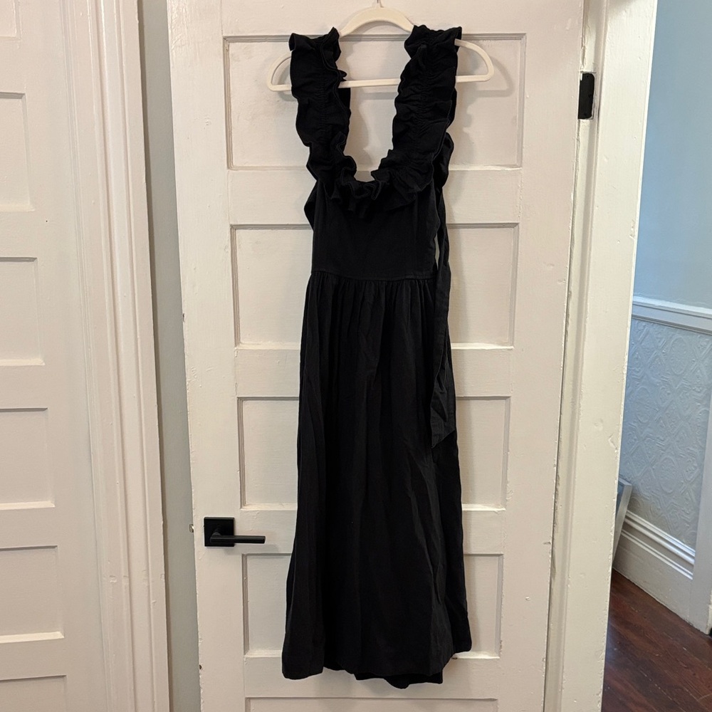 Free People Ruffled Black Midi Dress